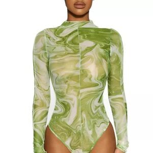 Naked Wardrobe High-Neck Marble Bodysuit